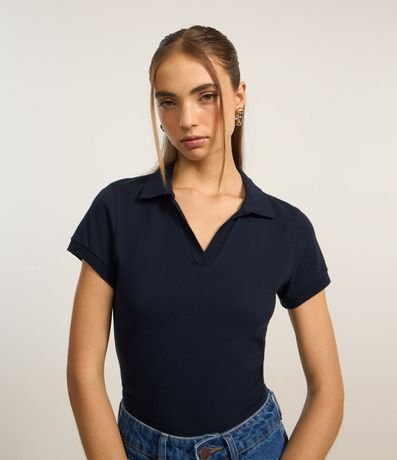 Blusa en Algodón con Cuello Polo y Manga Corta 1