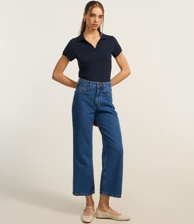 Blusa en Algodón con Cuello Polo y Manga Corta 2