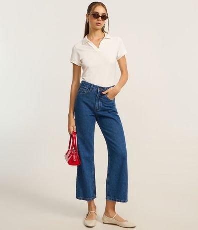 Blusa en Algodón con Cuello Polo y Manga Corta 2