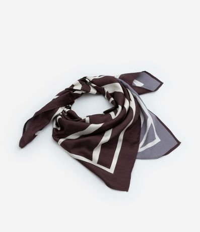 Pañuelo Rectangular en Satén con Estampa de Follaje Bicolor