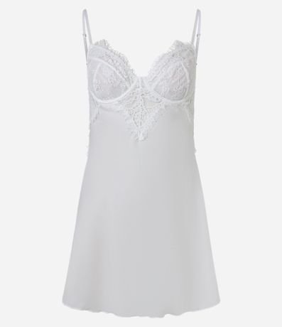 Camisón Sin Copa en Microfibra con Encaje en el Busto 7