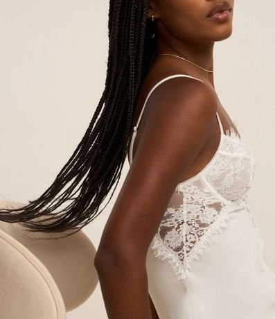 Camisón Sin Copa en Microfibra con Encaje en el Busto 5