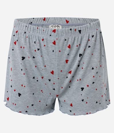 Pijama Short Doll en Rib con Estampa de Corazones 7