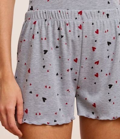 Pijama Short Doll en Rib con Estampa de Corazones 3