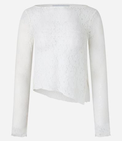 Blusa en Encaje con Bajo Asimétrica