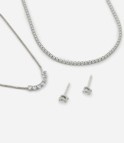 Conjunto de Collar Capas Cadena con Strass  y Caravana Punto de Luz