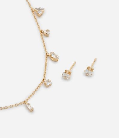 Conjunto de Collar y Caravana con Colgantes de Punto de Luz