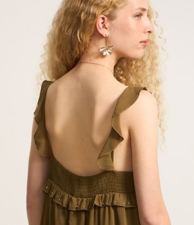 Vestido Corto en Crepé con Volados y Tachuelas Aplicadas 4