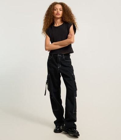 Blusa en Rib sin Manga Hombrera 2