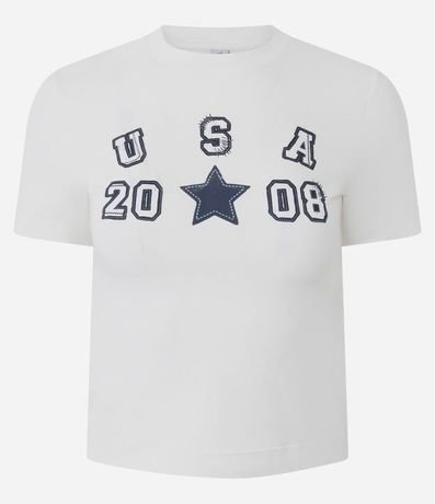 Blusa Baby Look en Algodón con Estampa USA