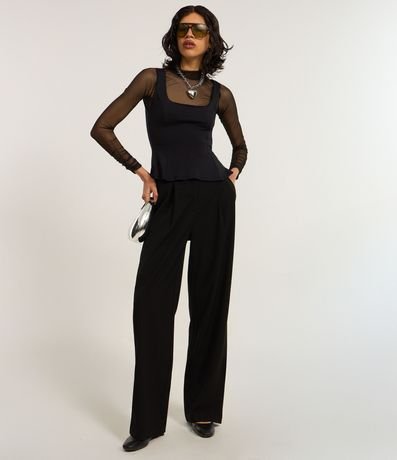 Blusa Peplum en Punto Roma con Escote Cuadrado 2