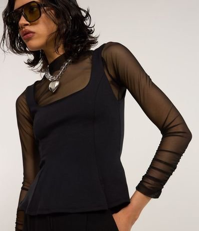 Blusa Peplum en Punto Roma con Escote Cuadrado 3