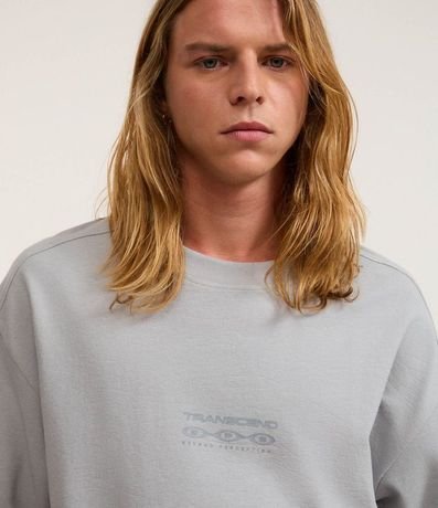 Remera Oversized en Algodón con Estampa Lettering Transcend desteñida 4