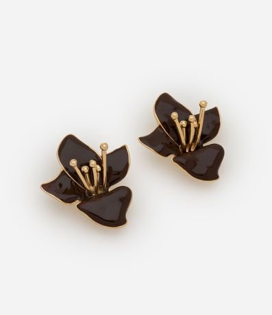 Caravana Botón en Metal Formato de Flor con Centro