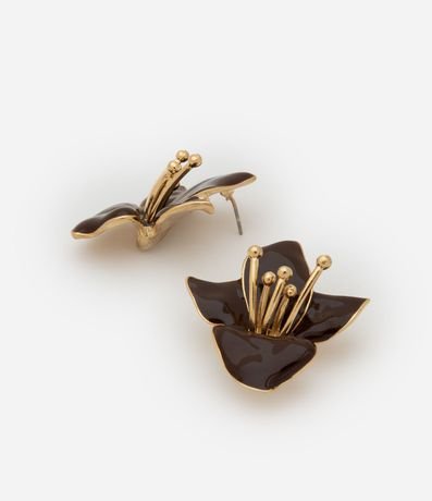 Caravana Botón en Metal Formato de Flor con Centro 2