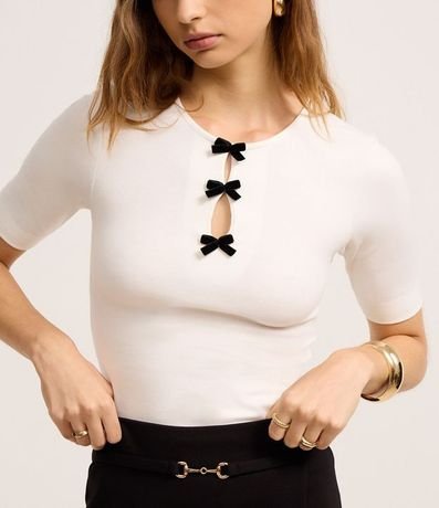 Blusa en Rib con Lazos de Terciopelo 5