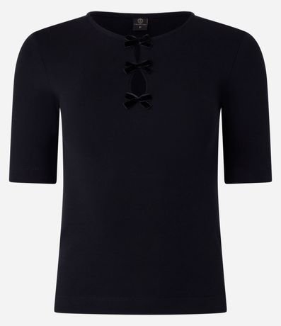 Blusa en Rib con Lazos de Terciopelo 5