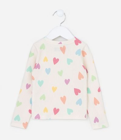 Blusa Infantil Acanalada con Estampa de Corazones - Tam  1 a 6 años 2