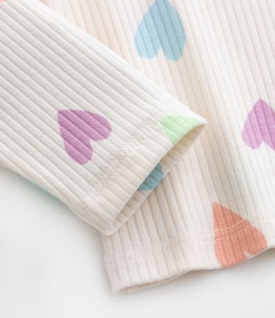 Blusa Infantil Acanalada con Estampa de Corazones - Tam  1 a 6 años 4