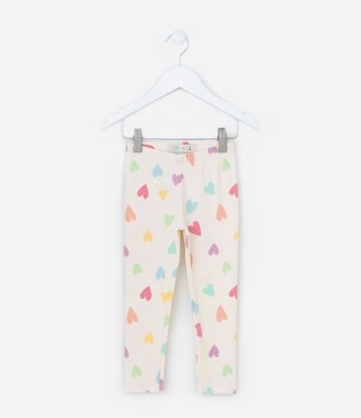 Pantalón Legging Infantil Acanalada con Estampa Corazones - Talle 1 a 6 años