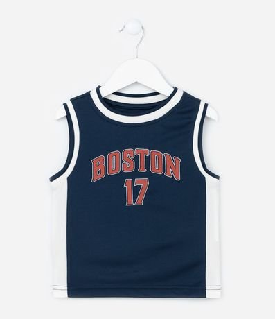 Remera Deportiva Infantil Estampa Boston 17 - Tam1 a 6 años