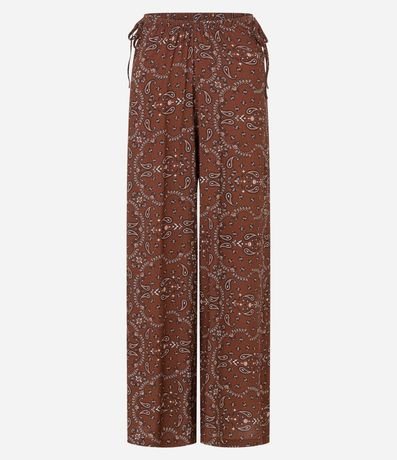 Salida de Playa Pantalón en Viscolino con Estampa Paisley y Lazo en la Cintura 5