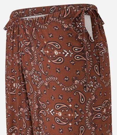 Salida de Playa Pantalón en Viscolino con Estampa Paisley y Lazo en la Cintura 6