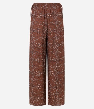 Salida de Playa Pantalón en Viscolino con Estampa Paisley y Lazo en la Cintura 7