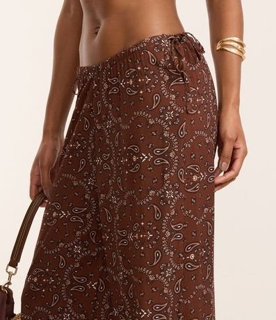 Salida de Playa Pantalón en Viscolino con Estampa Paisley y Lazo en la Cintura 4