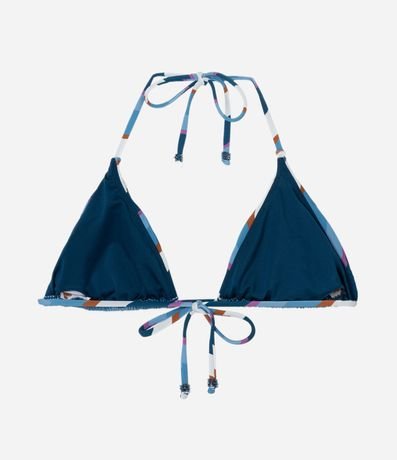 Bikini Top Triangular Fruncido con Estampa Ondulada y Bordado de Follaje 6