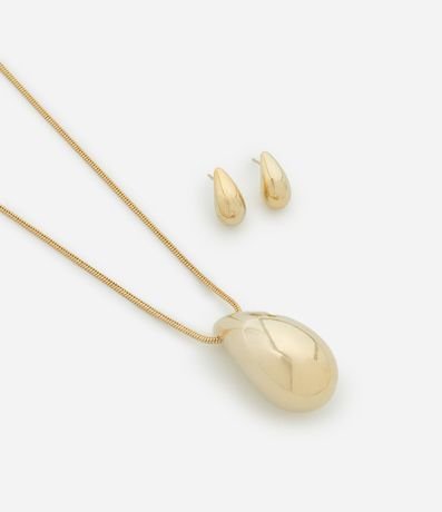 Conjunto de Collar Alargado con Colgante Gota y Caravana