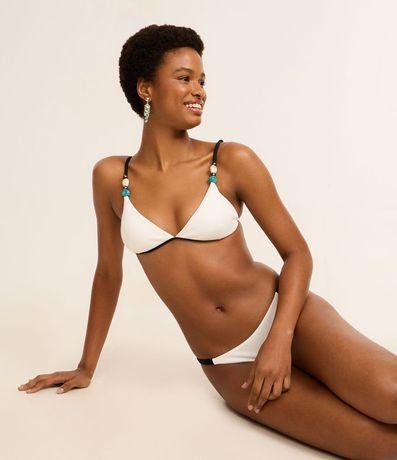 Bikini Top Triangulo Fijo Texturizado con Adornos en los Breteles 3