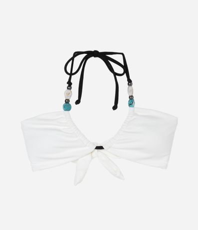 Bikini Top Bandeau Texturizado con Adornos en los Breteles 4