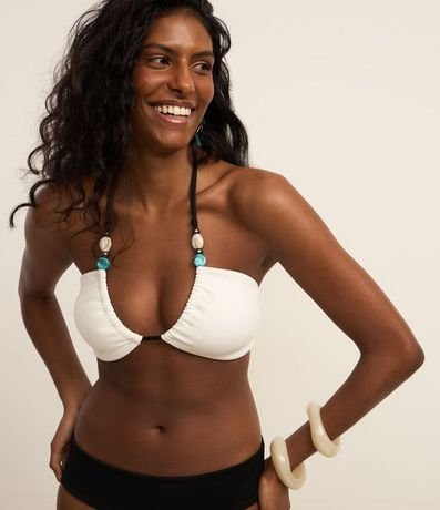 Bikini Top Bandeau Texturizado con Adornos en los Breteles 2