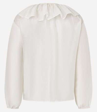 Blusa Bata Boho en Voile con Volado y Lazo en el Cuello 7