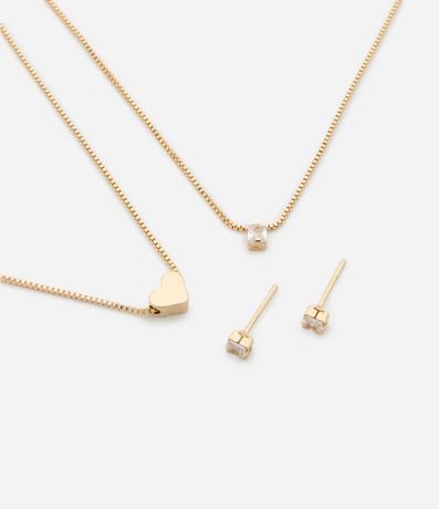 Conjunto de Collar Capas con Colgante de Corazón y Caravana Punto de Luz 1