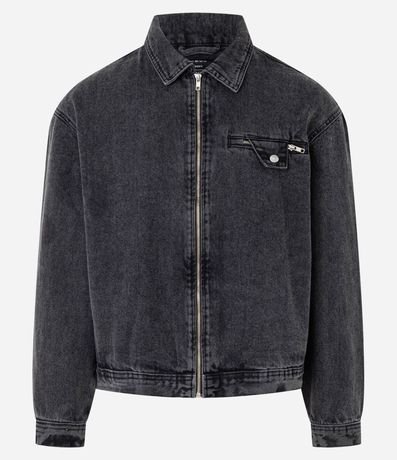 Campera Boxy en Jeans con Cuello Inglés y Bolsillo Diferenciado 6