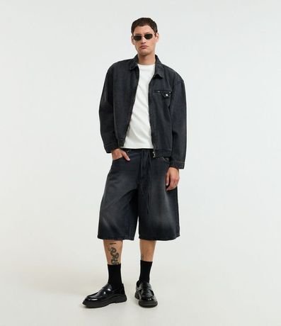 Campera Boxy en Jeans con Cuello Inglés y Bolsillo Diferenciado 2