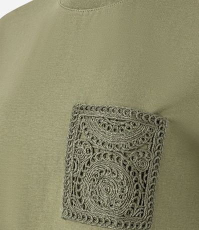 Remera en Algodón con Bolsillo de Efecto Ganchillo 5