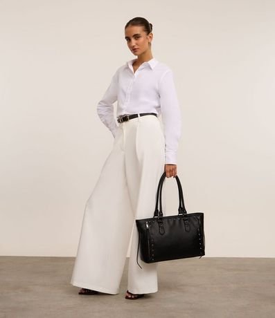 Cartera Satchel Grande con Spikes y Metales 8