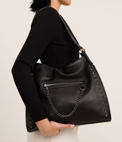 Bolsa Hobo Floater con Detalles en Spikes y Metales con Bolsillo Pequeño Delantero 7