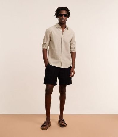 Bermuda en Algodón con Textura y Cintura Elástica