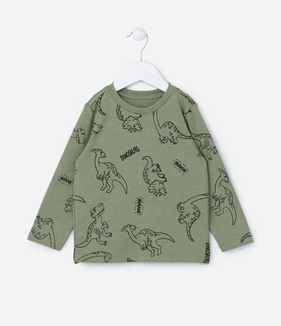 Remera Infantil en Suedine con Estampa Dinos - Talle 1 a 6 años