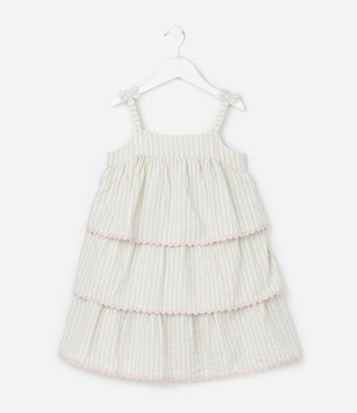 Vestido Infantil con Estampa de Rayas y Puntillas – Talle 1 al 6 años