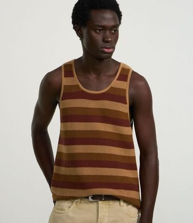 Musculosa en Ganchillo con Estampa de Rayas y Textura 3