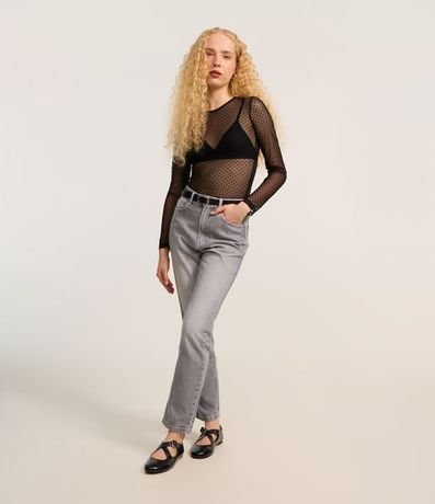 Pantalón Mom Jeans con Tiro Alto y lavado Dirty