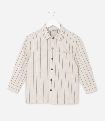 Camisa Infantil en Sarga con Estampa de Raya y Lettering Fast Speed - Talle 5 a 14 años