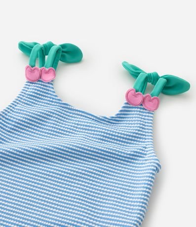 Malla Infantil con Estampa Rayada y Cerezas Aplicadas - Tam  1 a 4 años 1 al 4 5