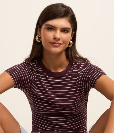 Blusa Cropped en Rib Básica Rayada 4