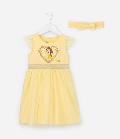 Vestido Infantil en Tule con Estampa Bella - Talle 1 a 6 años